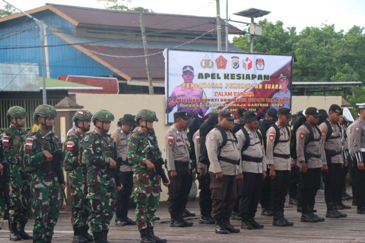 Polres Asmat Gelar Apel Kesiapan Pengamanan Jelang Pemungutan Suara Pilkada Asmat