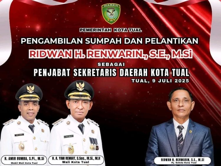 Ridwan Husaid Renwarin Dilantik sebagai Penjabat Sekretaris Daerah Kota Tual
