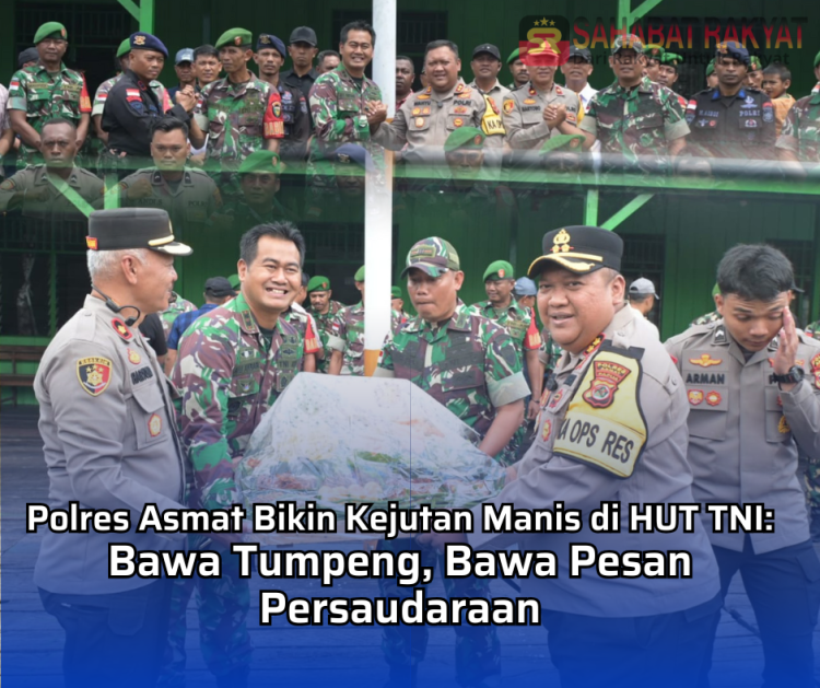 Polres Asmat Bikin Kejutan Manis di HUT TNI: Bawa Tumpeng, Bawa Pesan Persaudaraan