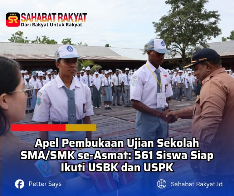 Apel Pembukaan Ujian Sekolah SMA/SMK se-Asmat: 561 Siswa Siap Ikuti USBK dan USPK