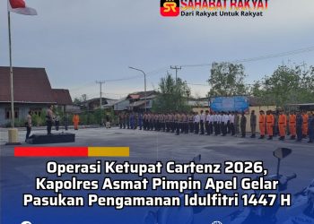 Operasi Ketupat Cartenz 2026, Kapolres Asmat Pimpin Apel Gelar Pasukan Pengamanan Idulfitri 1447 H